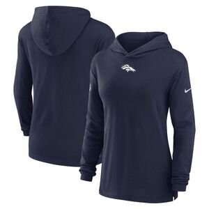 Nike Women's Navy Denver Broncos Sideline Performance Long Sleeve Hoodie T-Shirt